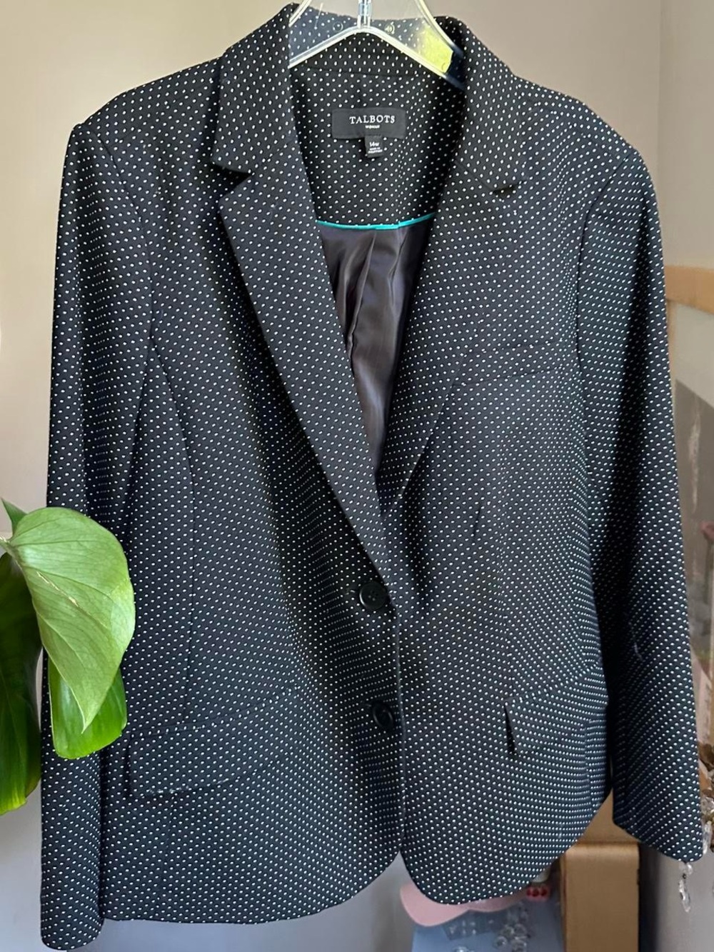 Talbots Black White Polka Dots Blazer